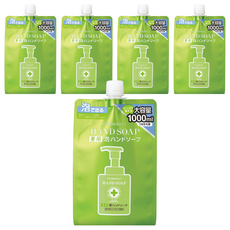 KUMANO 熊野油脂 泡沫洗手乳補充包 1L - 添加玻尿酸、溫和親膚、淡淡花香, 5包