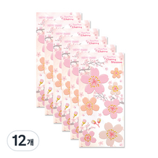 쁘띠팬시 Pom Pom Cherry Blossom 스티커 DA5427, 혼합 색상, 12개