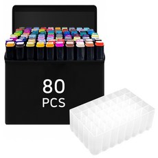 DADA 油性酒精雙頭麥克筆 80色 + 筆筒套組, 1套