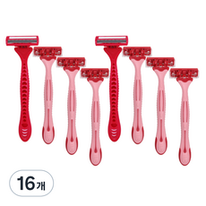 Three Sun 女性用三層刀片除毛刀 紅色, 16個, 1入