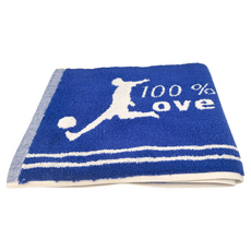 DASING 達興 提花運動毛巾 純棉 窄版 吸水, 藍色 + 白色, 1組