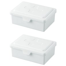 inomata 掀蓋式濕紙收納盒 內外蓋雙層設計 物品不易髒污 也可當作嬰兒濕紙巾和口罩收納盒, 白色, 2個