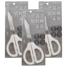 KOKUYO SAXA 空氣彈力剪刀, 刀刃鋒利, 輕鬆剪裁不易沾黏, 加寬握柄空間, 標準白, 3支