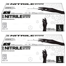 지클럽 프리미엄 고중량 니트릴 장갑 100p, 블랙, 대(L), 2개