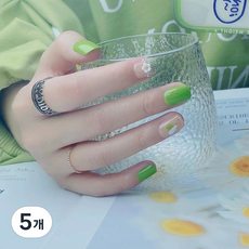 soonZAM 美麗多彩美甲片, 64 綠茶綠愛心(HS-542), 5個