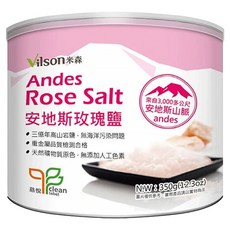 Vilson 米森 安地斯玫瑰鹽, 無污染 無添加 無重金屬 含豐富天然鐵質, 350g, 1罐