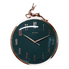 北歐風鹿造型靜音掛鐘 L號, 深綠色