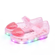 키펀트 여아용 샌드 펄 러브 LED 젤리슈즈 T-09