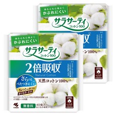 KOBAYASHI 小林製藥 棉花衛生棉 兩倍吸收 無香料, 40片, 2包, S