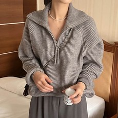 andstyle 女款素色高領半拉鍊針織衫 261570