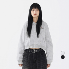 短版長袖連帽拉鍊