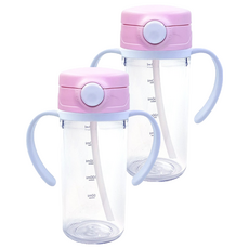 아가프라 트라이탄 빨대컵, 핑크, 2개, 300ml