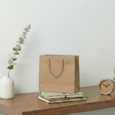 펜시픽 크라프트 무지 선물 쇼핑백 가로형, 브라운, 10개