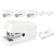 NUSIGN 方形迷你訂書機 + 33號釘書針組, 純白色, 4個