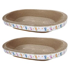 寵物夢工廠 彩繪貼紙貓抓板 橢圓款, 顏色隨機, 2個