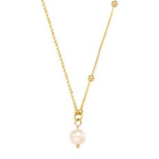 오에스티 여성용 925순은 빈티지볼드 믹스체인 진주 은목걸이