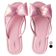 ILoveJ 女童款HJ夏季澎澎蝴蝶結人字拖