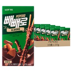 PEPERO 杏仁巧克力口味 餅乾棒, 37g, 10盒