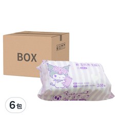 三麗鷗乾溼兩用洗臉巾 100張, 睡覺酷洛米, 6包