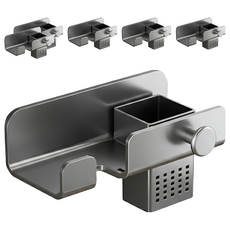 太空鋁吹風機置物架, 免打孔安裝, 防鏽耐磨, 浴室/房間適用, 槍灰, 6個