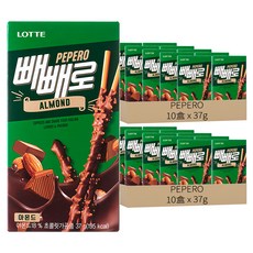 PEPERO 巧克力棒 杏仁口味 10入, 37g, 20盒