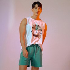 VENDIS 男款拉斯維加斯防曬上衣 C289 + 側邊褲 M613 套裝, 白色(上衣), 綠色(下身)