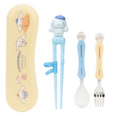 Sanrio 大耳狗4件組餐具 兒童學習筷 湯匙 叉子 便攜餐具組, 收納袋 21cm 筷子 17cm 湯匙 16cm 叉子 15.5cm, 混和顏色