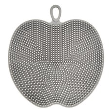 alphaline 蘋果造型矽膠洗碗刷 11.5 x 12.5 x 1.7cm 灰色 94g, 1個, 1入