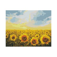 Play about 日落和向日葵 DIY 珠寶十字繡套組 40 x 50cm, 混色