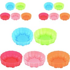 可愛矽膠5色瑪芬杯 向日葵花 MP303 5種 x 3入 組, BLUE, GREEN, RED, PINK, ORANGE, 1套