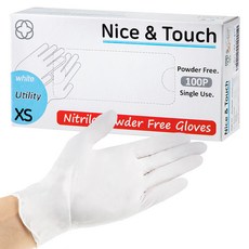 나이스앤터치 니트릴 장갑 100p, 화이트, 미니(XS), 1개