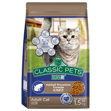 CLASSIC PETS 加好寶 成貓 乾飼料 化毛配方 含Omega 3 & 6, 雞肉, 1.5kg, 1袋