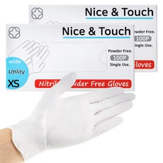 나이스앤터치 식품용 니트릴장갑 100p, 화이트, 미니(XS), 2개