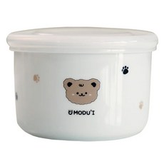 MODU'I BLUEMAMA 副食品分裝保鮮瓷碗, 250ml, 適用年齡：6個月以上, 熊熊, 1個