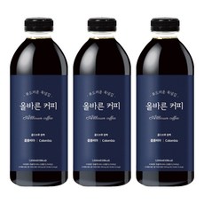 올바른커피 콜롬비아 수프리모 콜드브루 원액 더치커피, 1L, 1개입, 3개