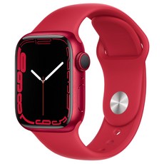 Apple 애플워치 7, 41mm, GPS, 알루미늄, 레드 / 레드 스포츠 밴드