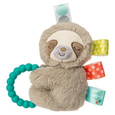 mary meyer 蜜兒 標籤手搖鈴 訓練手部肌肉 柔軟材質 彩色標籤刺激視覺發展 可愛動物造型, 微笑樹懶 灰色, 1個