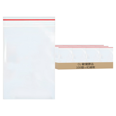 10-TEN 歐健 PE夾鏈袋 透明紅線款, 28 x 40cm, 100個, 1組