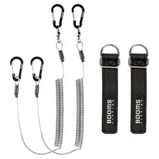 BOOMS FISHING T02 釣竿束帶 2入 + 登山扣彈簧繩 2入, 黑色