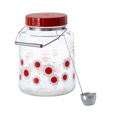 ADERIA 日本製 昭和系列 復古花朵梅酒瓶 紅花款, 3L, 1個