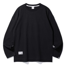 ALVINCLO 寬鬆素色雙面布長袖T恤 AVT363, 黑色的