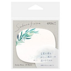 Midori半透明花紋便條貼-葉片，清新葉片造型，留言備忘裝飾皆宜, 1本, 24枚入