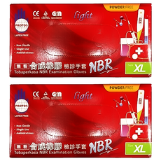 PROTOS 多倍 NBR檢診無粉手套紅盒 Set 100個, 藍色, XL, 2盒