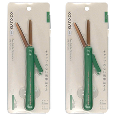 KOKUYO 國譽 ME 攜帶型剪刀, 42mm刀刃, 鈦塗層, 蔥綠, 2支