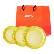 LE CREUSET 圓盤3件組 + S號購物袋組合, 1套, 圓盤15cm + 19cm + 23cm, 太陽黃
