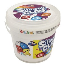 Q-doh 有機矽膠黏土 歡樂柔軟量量桶, 無毒不乾燥, 適合3歲以上兒童, 白色, 1kg, 1個