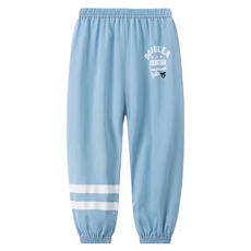 童裝 冰絲牛仔褲, 透氣棉褲 天絲棉, 110cm, 淺藍字母小熊