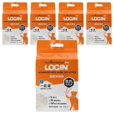 LOGIN 洛格 強效除臭稻殼貓砂 1.5mm, 無香, 2.5kg, 5袋
