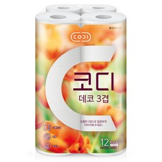 CODI 3層壓花高級捲筒衛生紙, 27m, 12入, 1個
