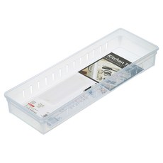 inomata 可疊式抽屜分隔 鏡櫃用收納盒, 活動式隔板, 側邊孔洞可透氣, 透明, 1個